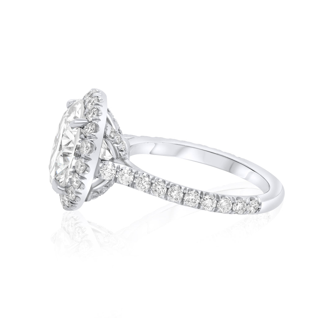 Lab-Grown Round Diamond Pave Halo Ring, 18K Gold
