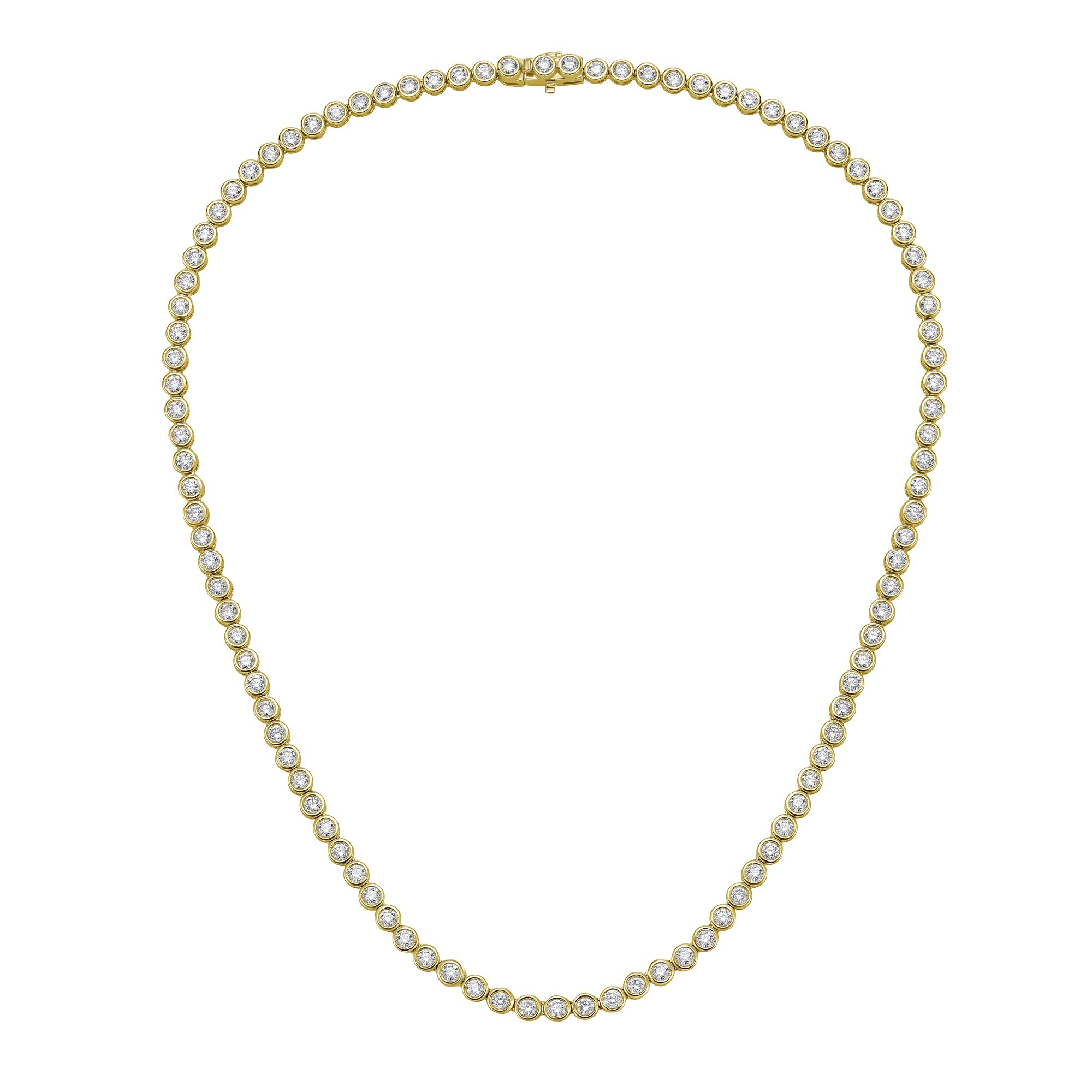 Lab-Grown Round Diamond Bezel Tennis Necklace, 10ct