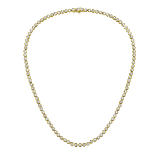 Lab-Grown Round Diamond Bezel Tennis Necklace, 10ct