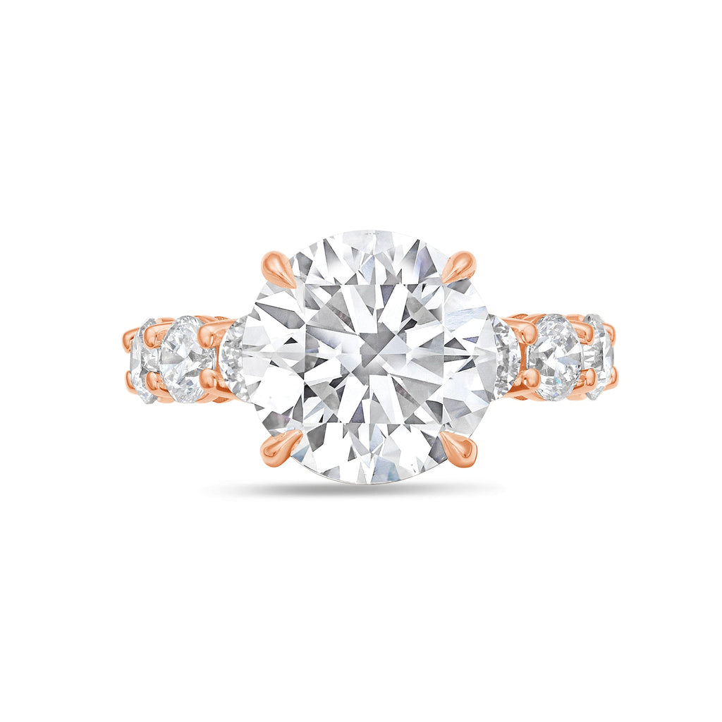 Lab-Grown Round Diamond Engagement Ring with Eternity Shared Prong Band
