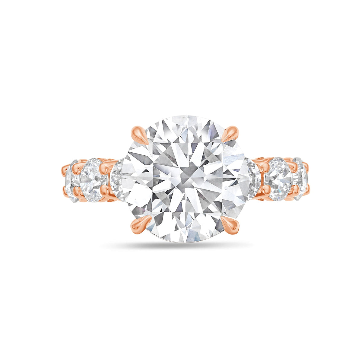 Lab-Grown Round Diamond Engagement Ring with Eternity Shared Prong Band