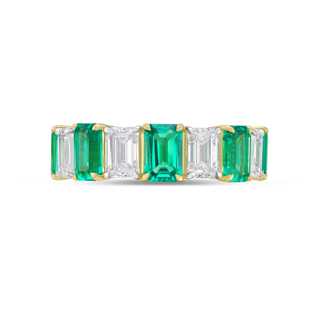 Lab Grown Alternating Diamond & Emerald Eternity Band