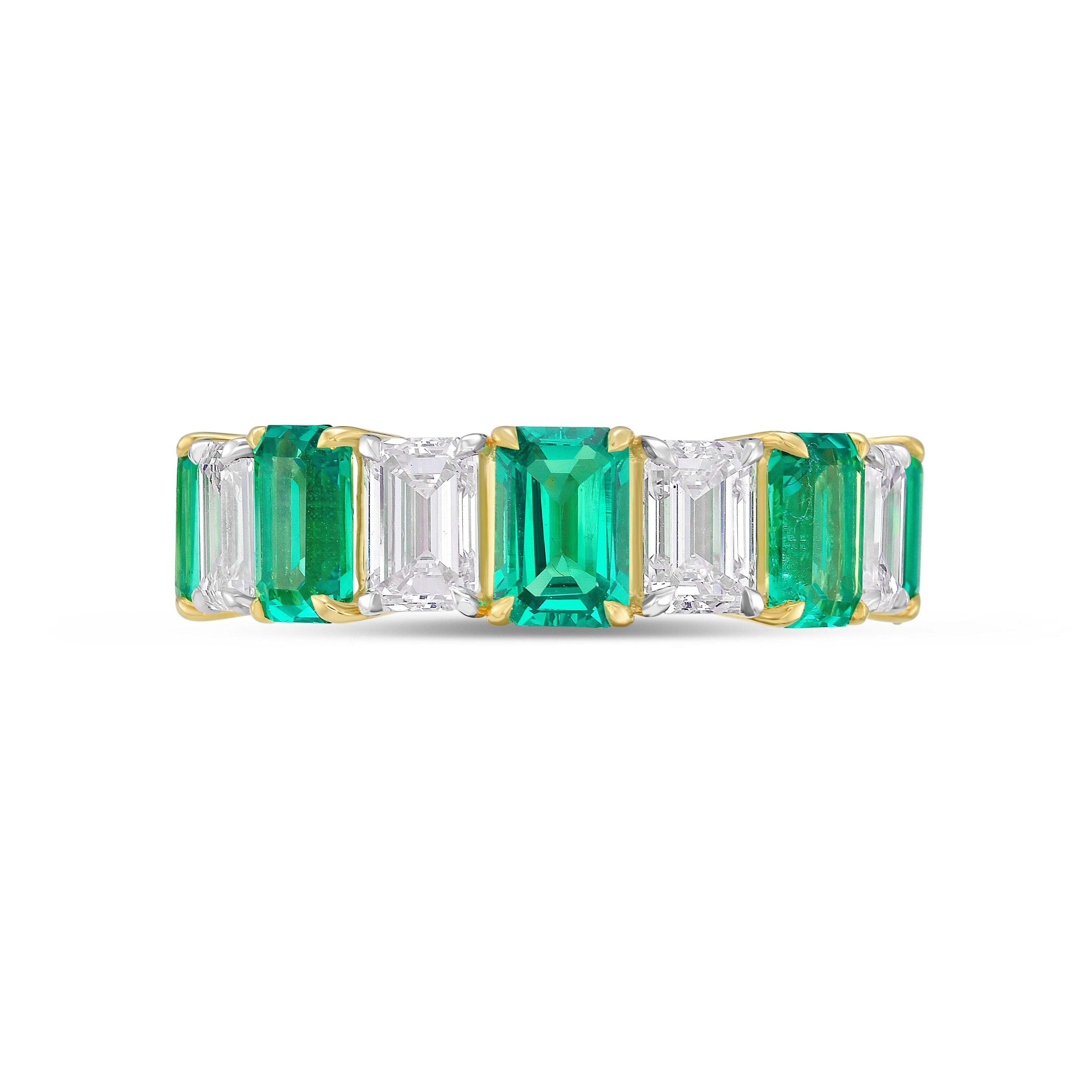 Lab Grown Alternating Diamond & Emerald Eternity Band