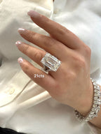 Lab-Grown Emerald Cut Split Shank Engagement Ring