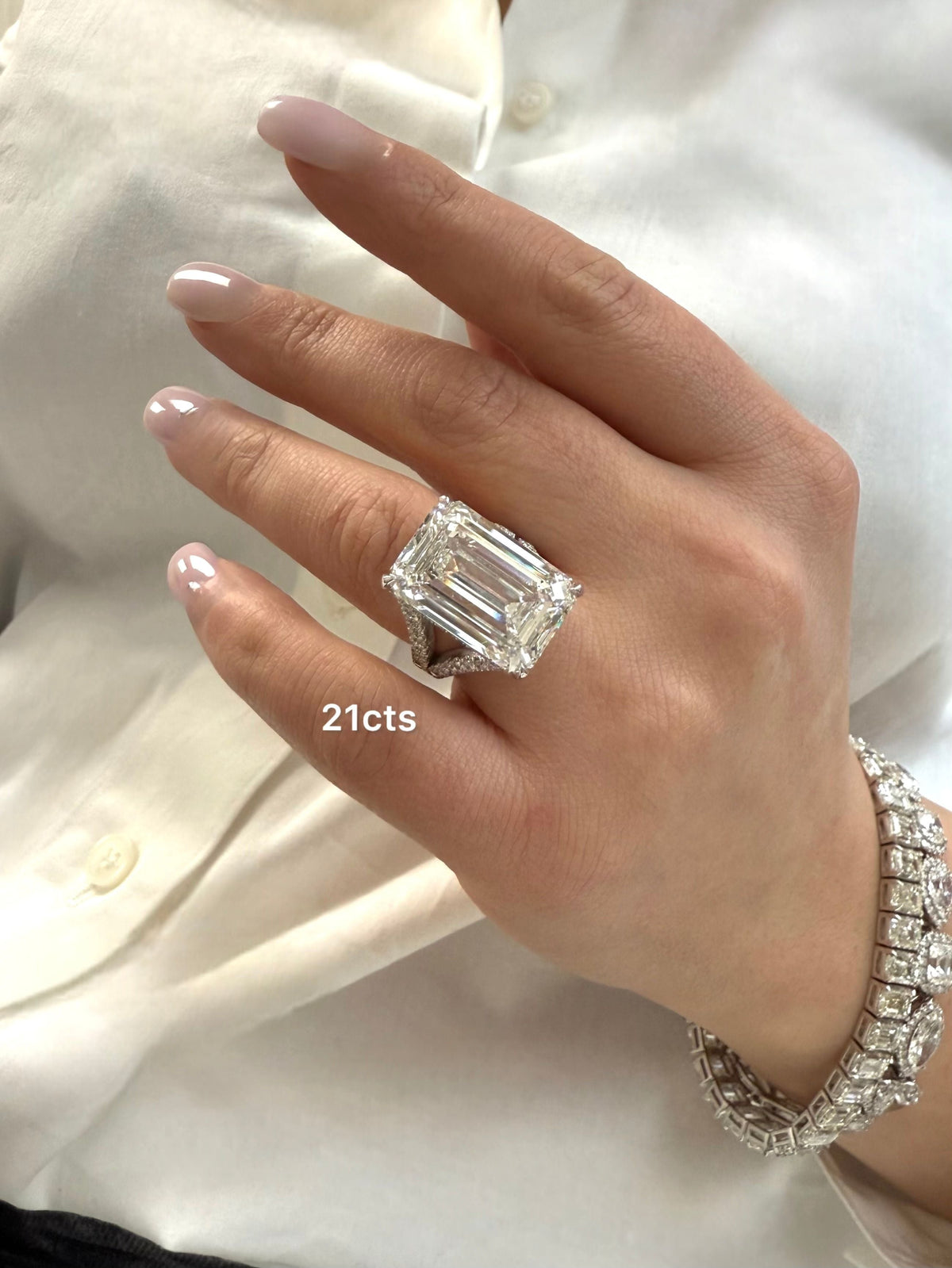 Lab-Grown Emerald Cut Split Shank Engagement Ring