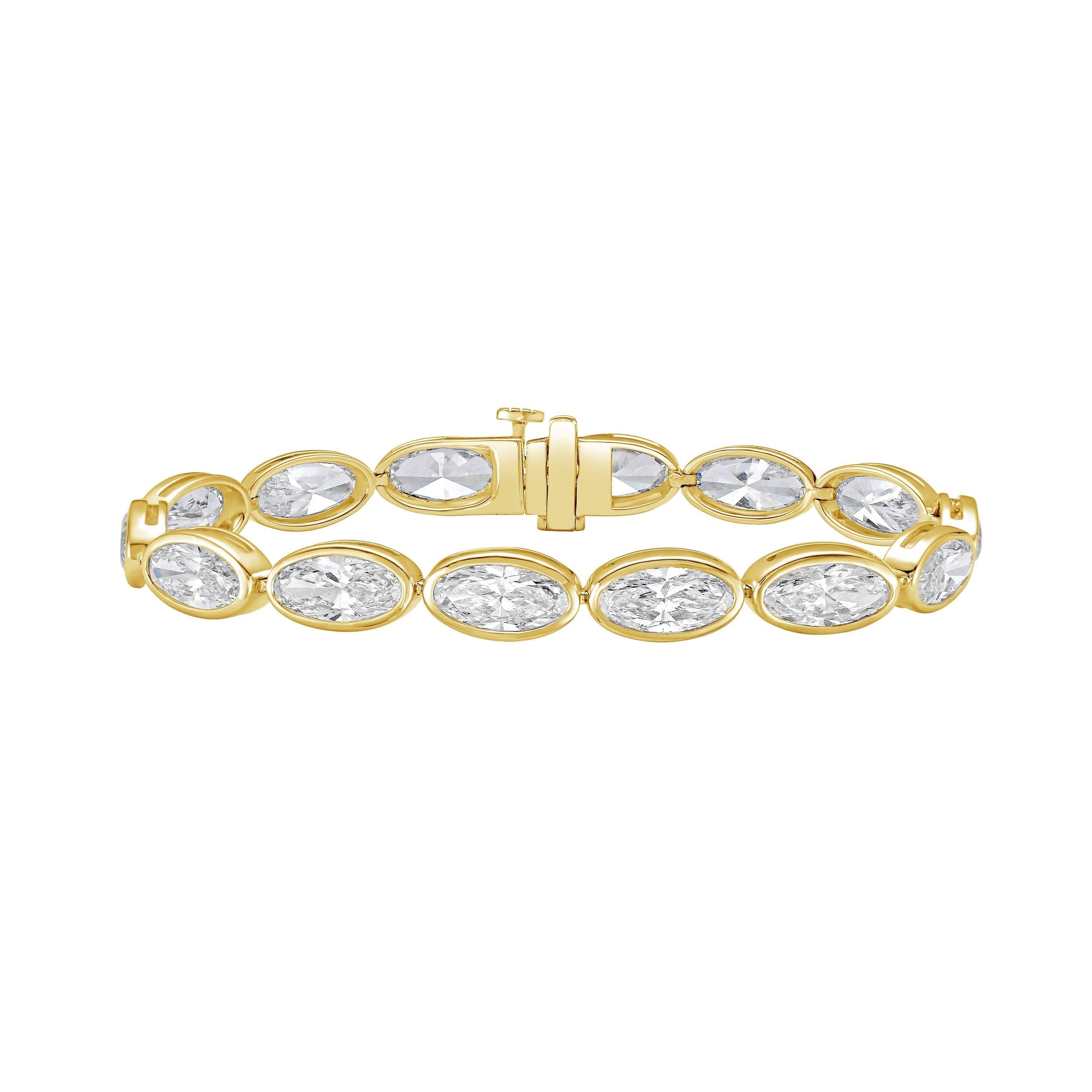 Lab-Grown Oval Diamond Bezel Bracelet, 14K Gold