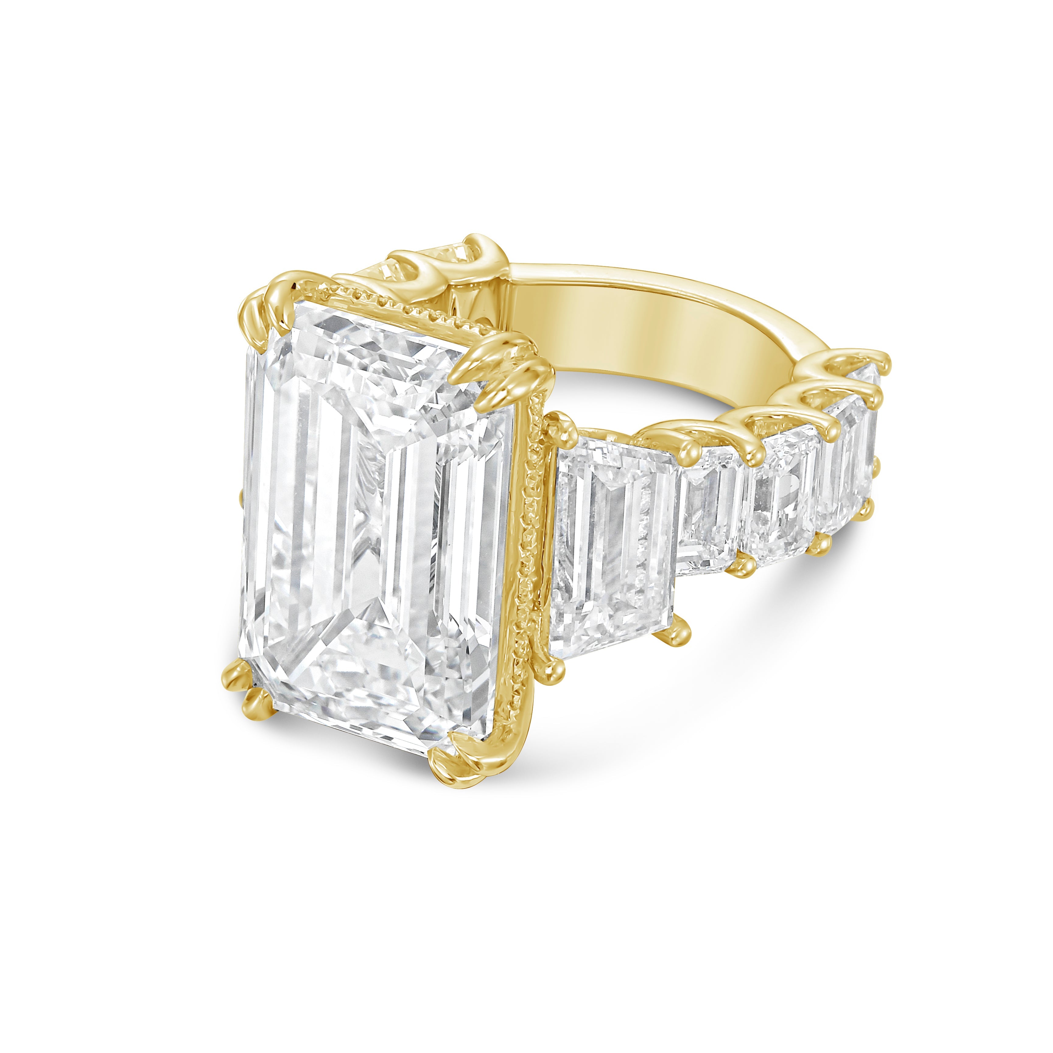 Lab-Grown Emerald Cut Diamond Fashion Ring, 18K Gold