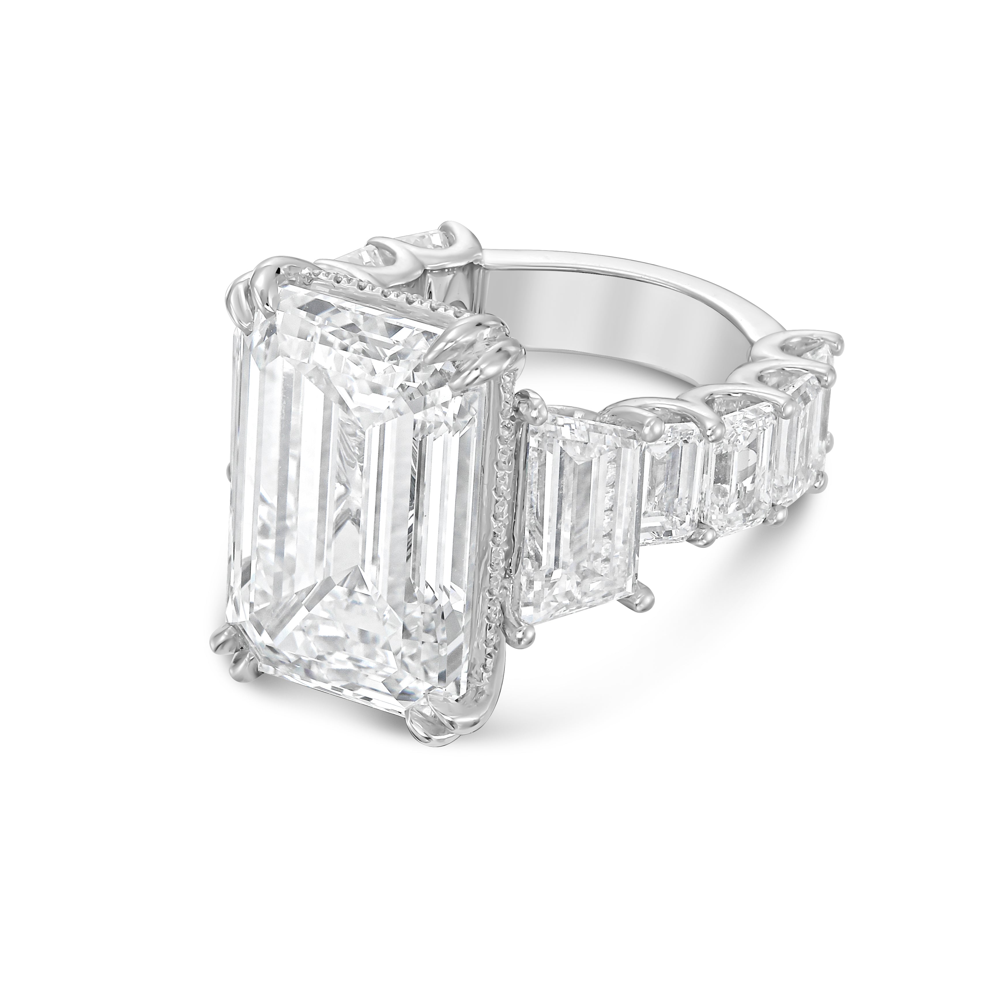 Lab-Grown Emerald Cut Diamond Fashion Ring, 18K Gold