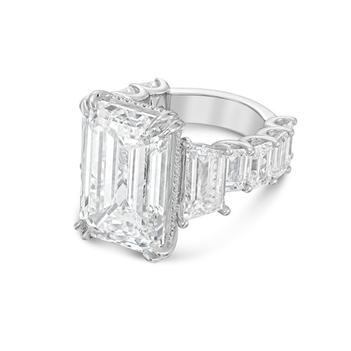 Lab-Grown Emerald Cut Diamond Fashion Ring, 18K Gold