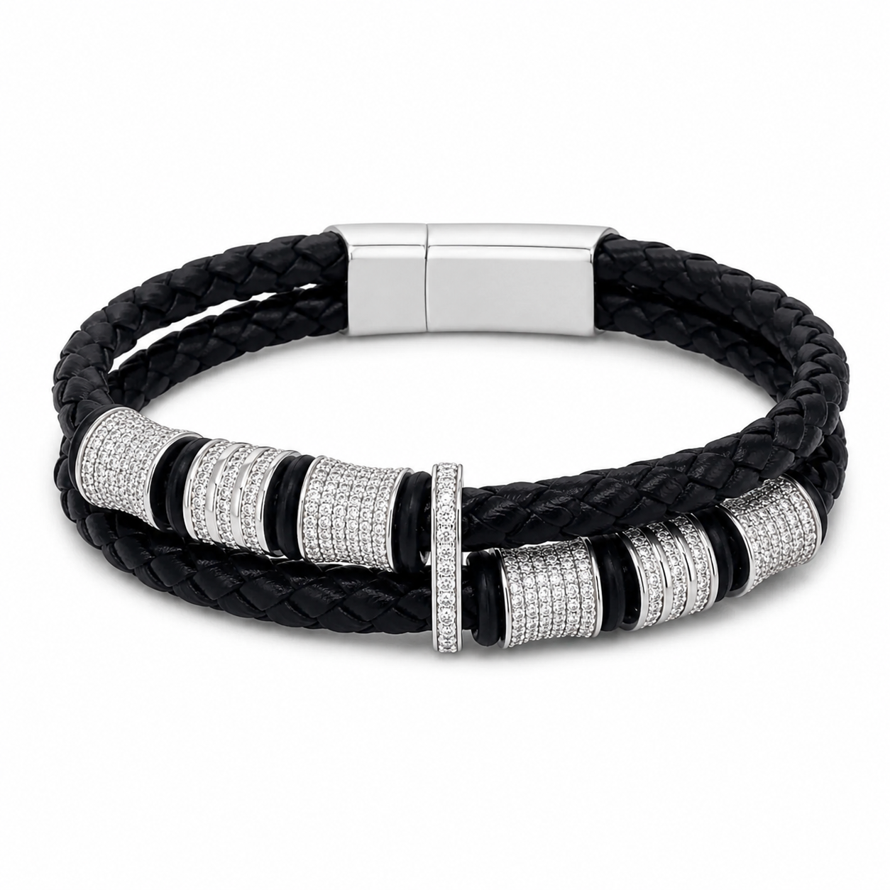 AZL Men Black Leather Bracelet