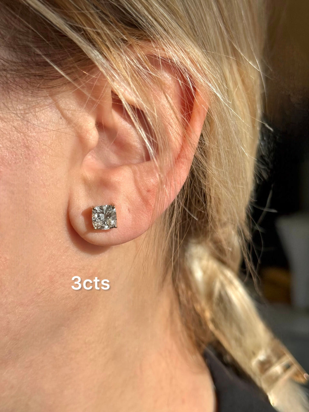 Lab Grown Square Cushion Studs