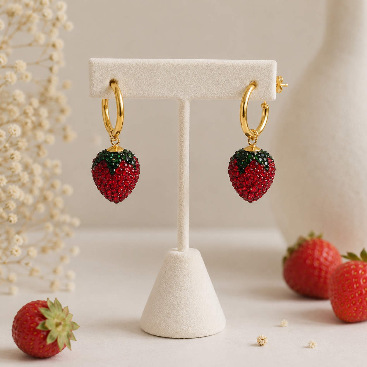 Crystal Strawberry Earrings by AZ Essentials