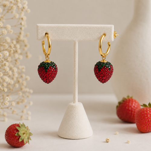 Crystal Strawberry Earrings by AZ Essentials