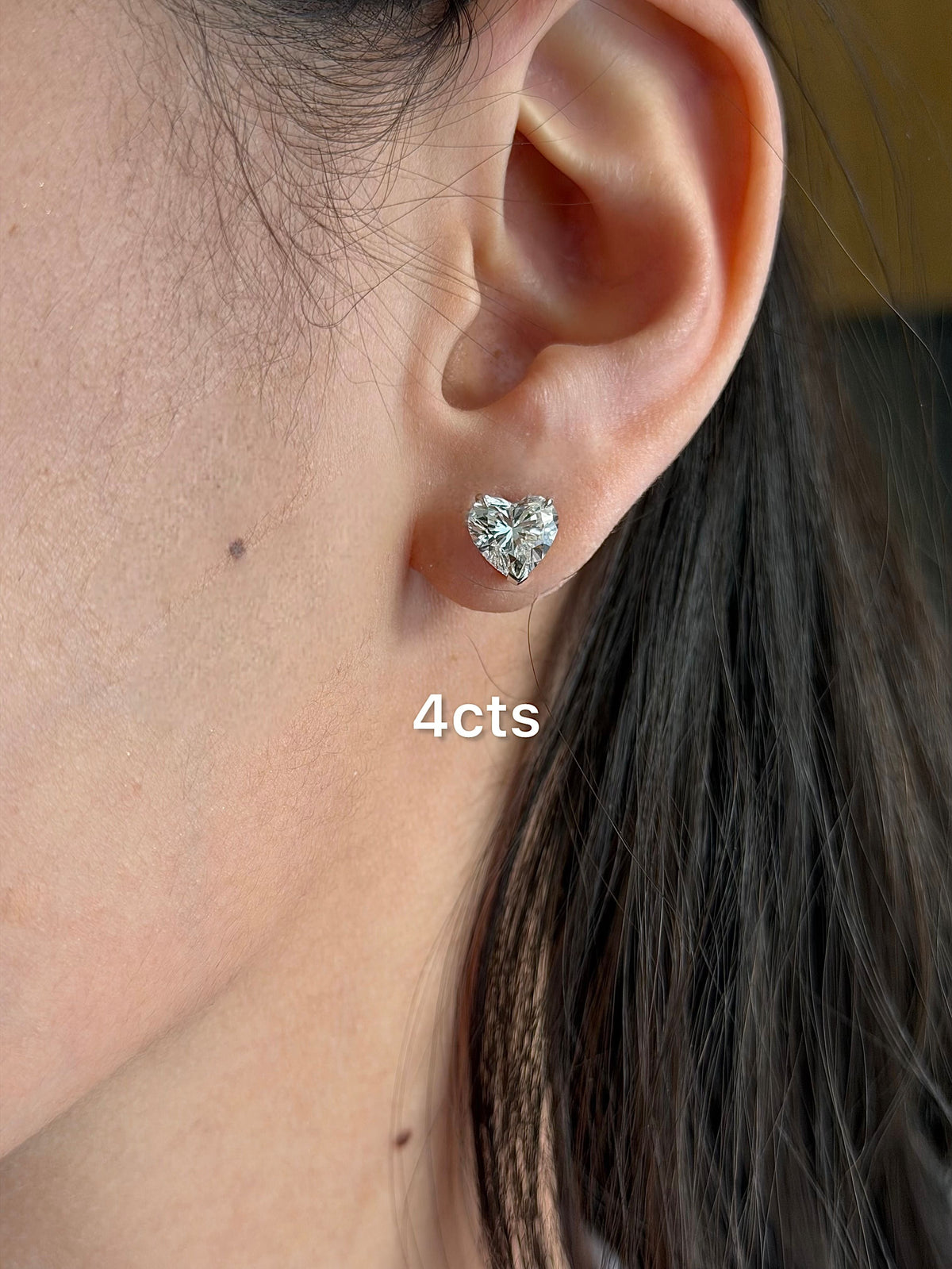 Lab Grown Heart Diamond Stud Earrings