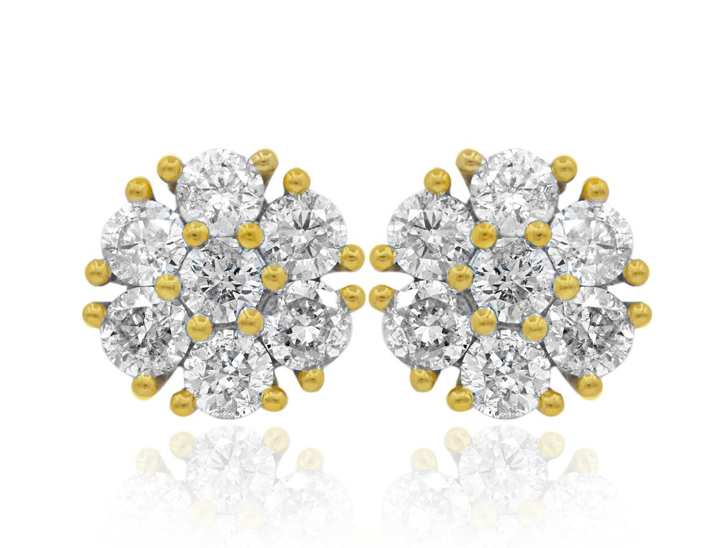 Lab-Grown Flower Cluster Studs, 14K Gold