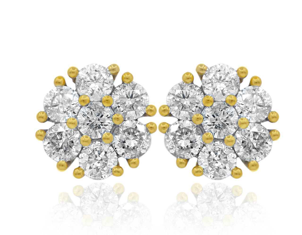 Lab-Grown Flower Cluster Studs, 14K Gold