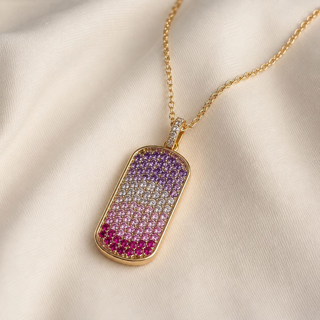Pavé Dog Tag Necklace by AZ Essentials
