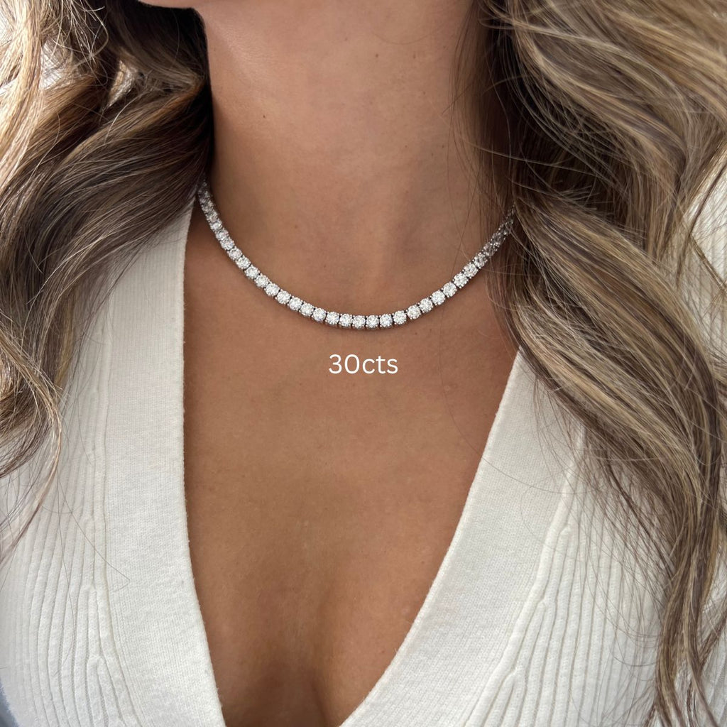 4 Prong Round Diamond Tennis Necklace