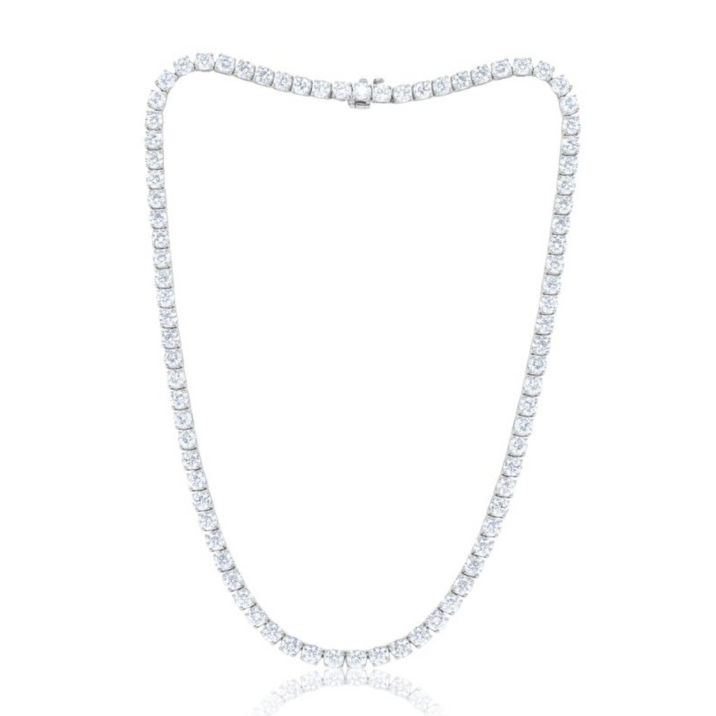 Lab-Grown Round Diamond Tennis Necklace, 4-Prong