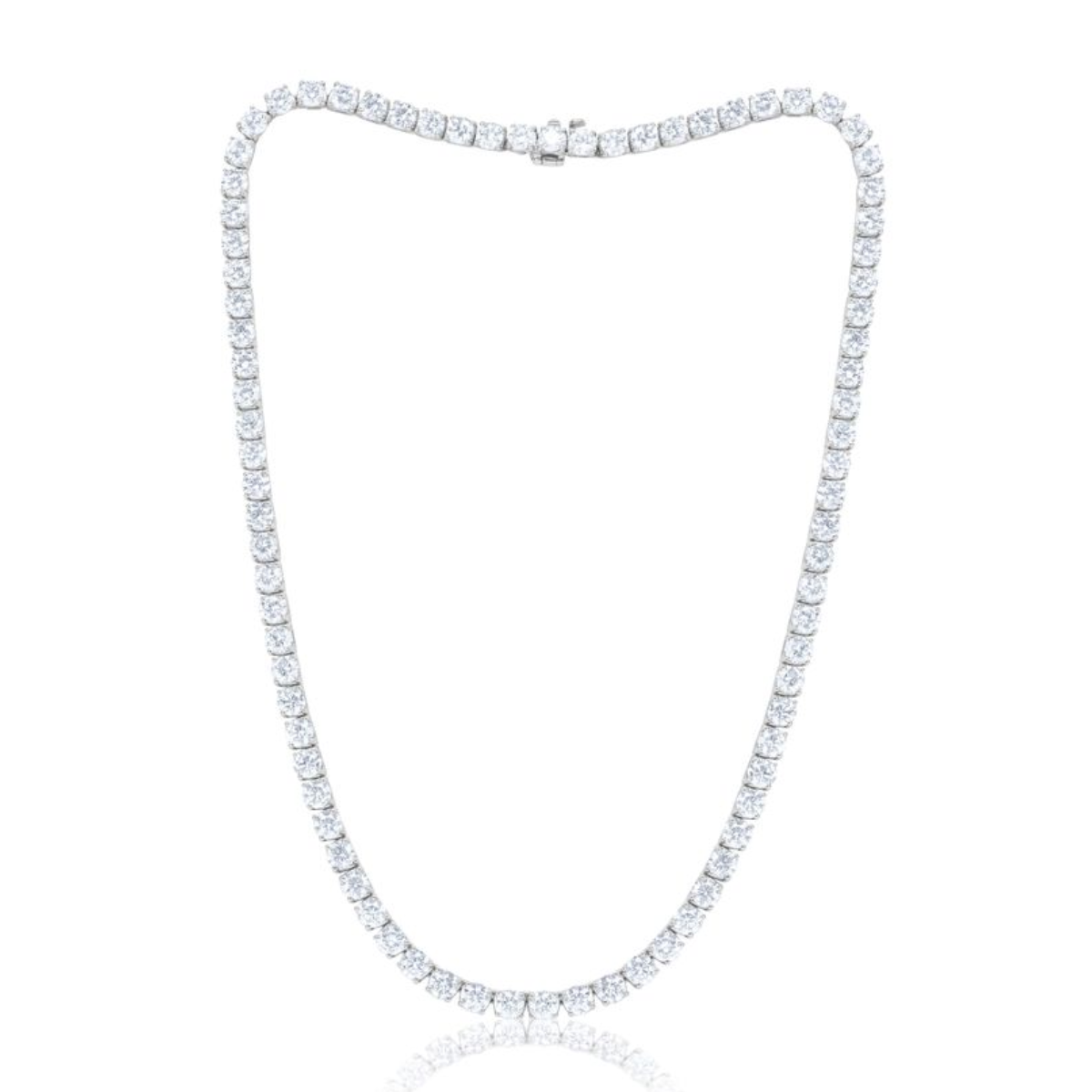 Lab-Grown Round Diamond Tennis Necklace, 4-Prong