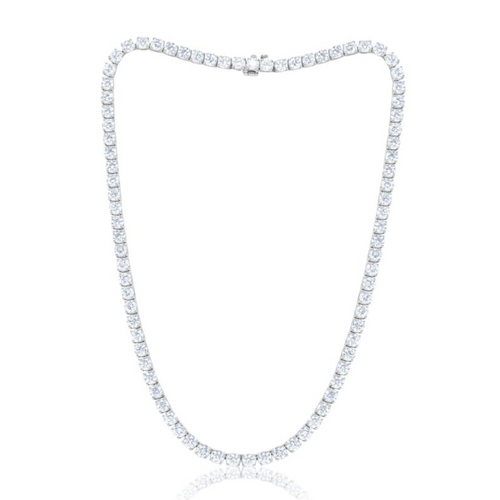 Lab-Grown Round Diamond Tennis Necklace, 4-Prong