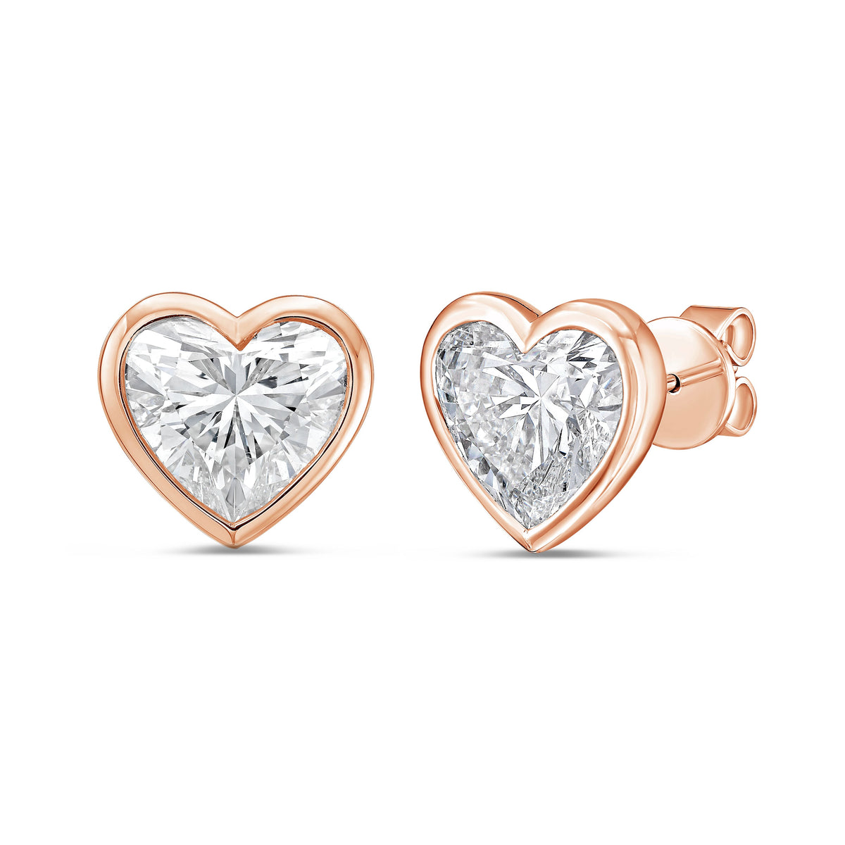 Lab Grown Heart Diamond Bezel Studs