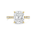 Lab-Grown Cushion Cut Diamond Pavé Engagement Ring, 18K Gold