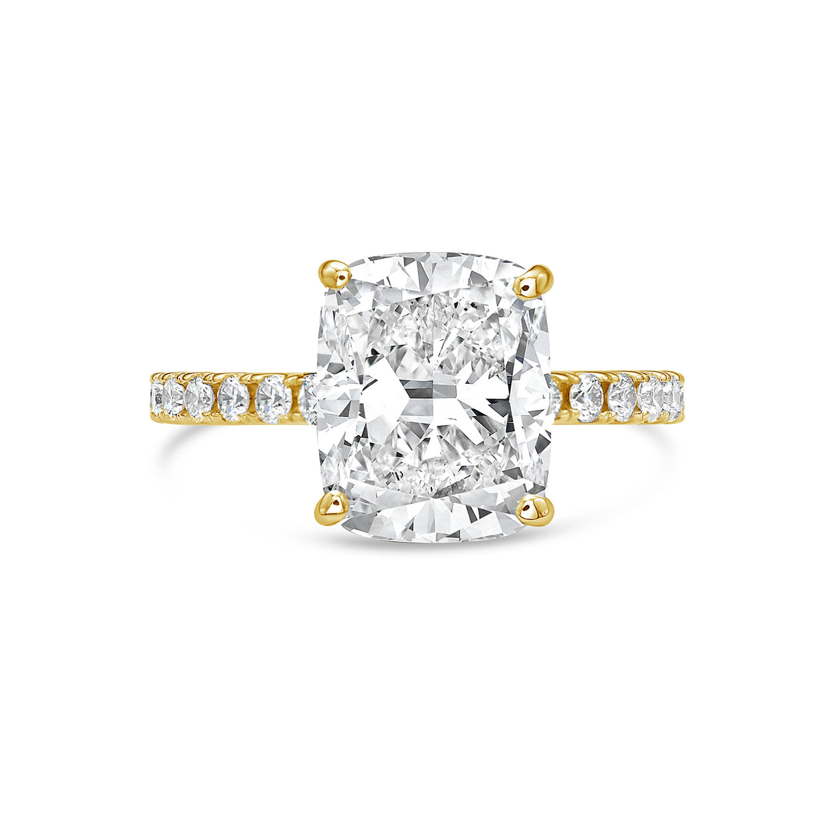 Lab-Grown Cushion Cut Diamond Pavé Engagement Ring