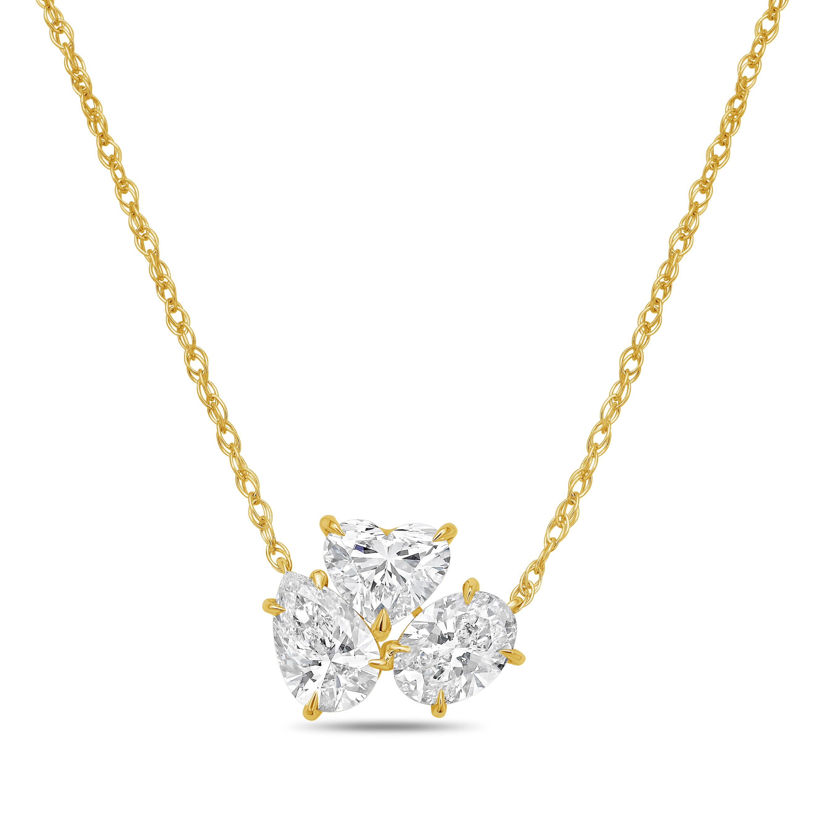 Multi-Shape Lab Grown Three Diamond Pendant