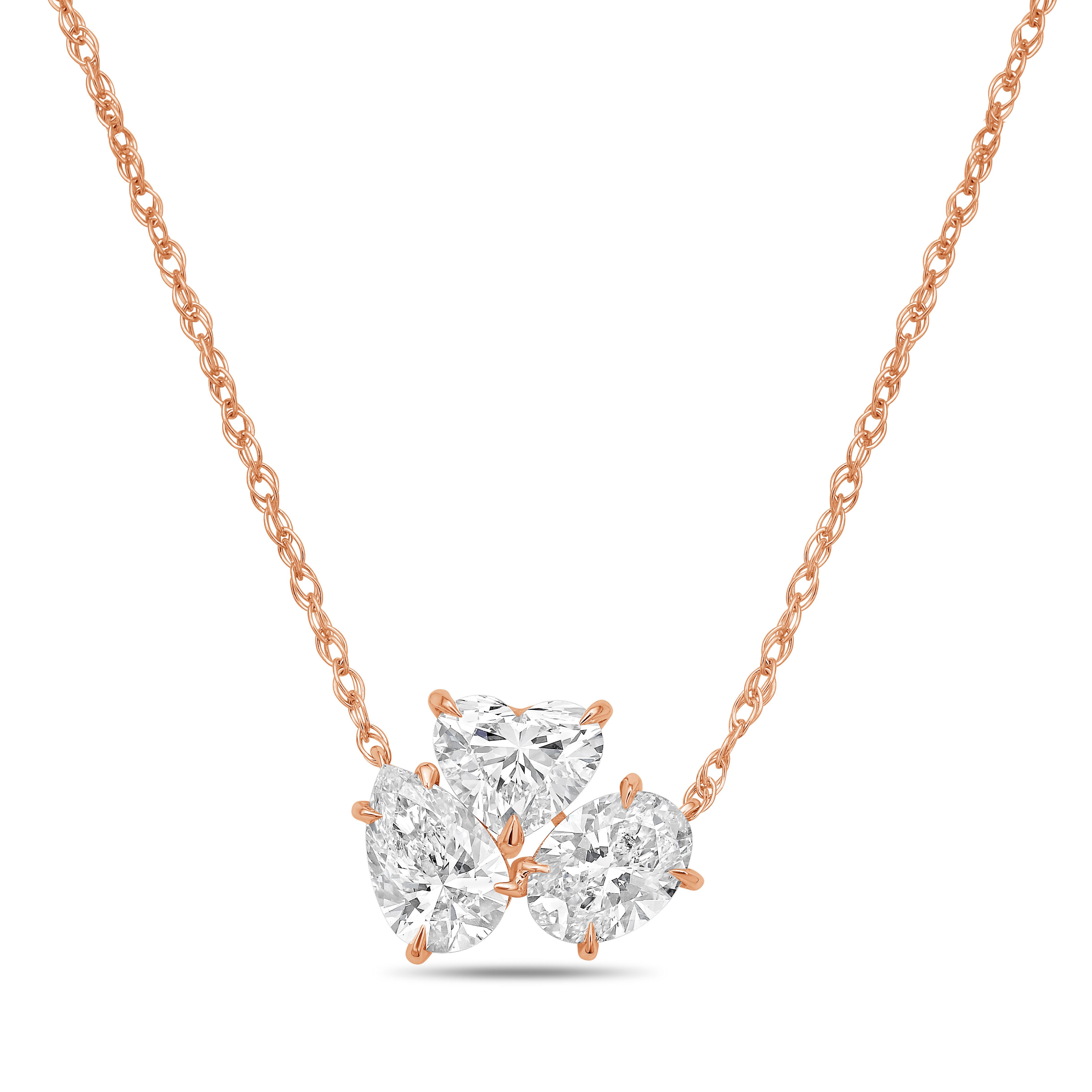 Multi-Shape Lab Grown Three Diamond Pendant
