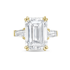 Lab-Grown Emerald-Cut Three-Stone Engagement Ring with Baguettes