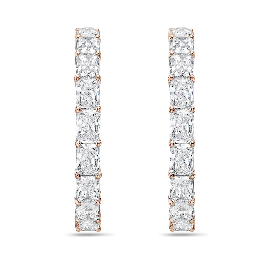 Lab Grown Radiant Diamond Hoop Earrings - 1.50"