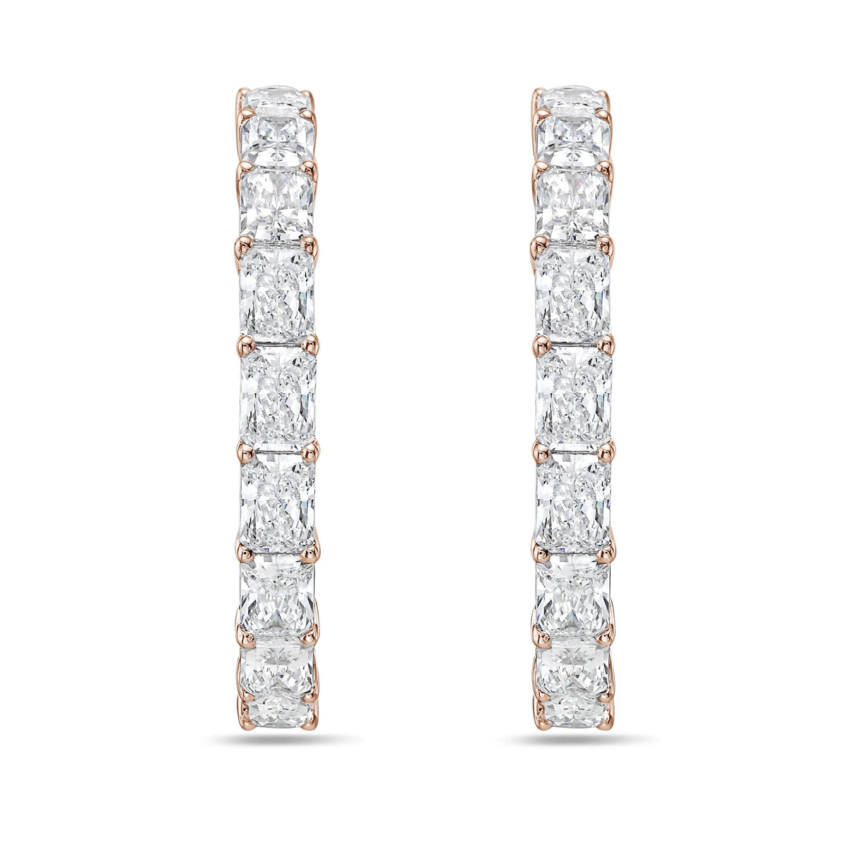 Lab Grown Radiant Diamond Hoop Earrings - 1.50"