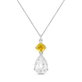 Lab-Grown Yellow & White Diamond Drop Pendant, 14k Gold