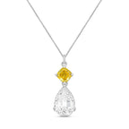 Lab-Grown Yellow & White Diamond Drop Pendant, 14k Gold