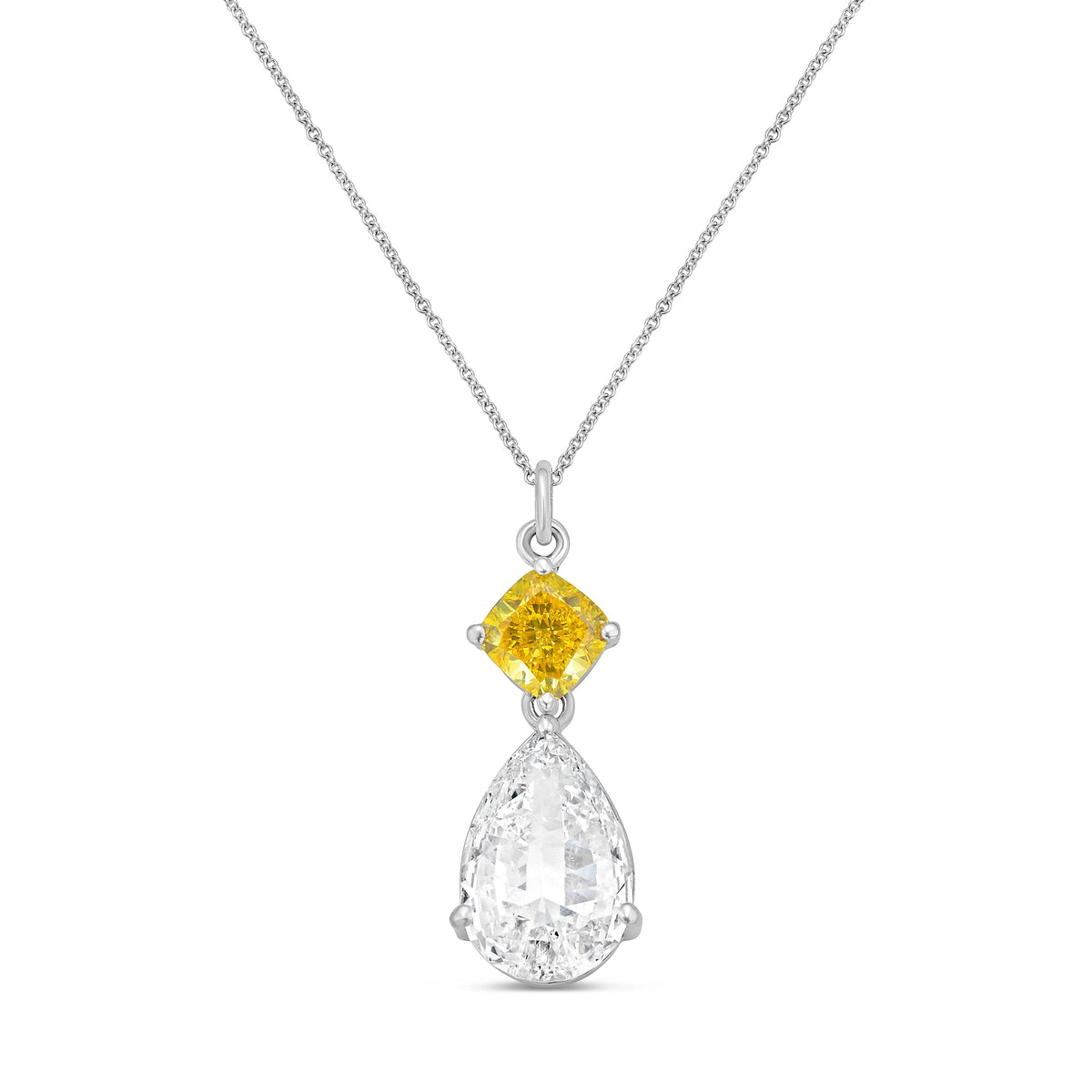 Lab-Grown Yellow & White Diamond Drop Pendant