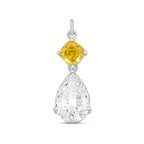 Lab-Grown Yellow & White Diamond Drop Pendant, 14k Gold