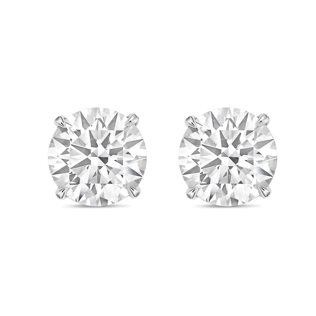 Lab-Grown Round Diamond Stud Earrings, 4-Prong