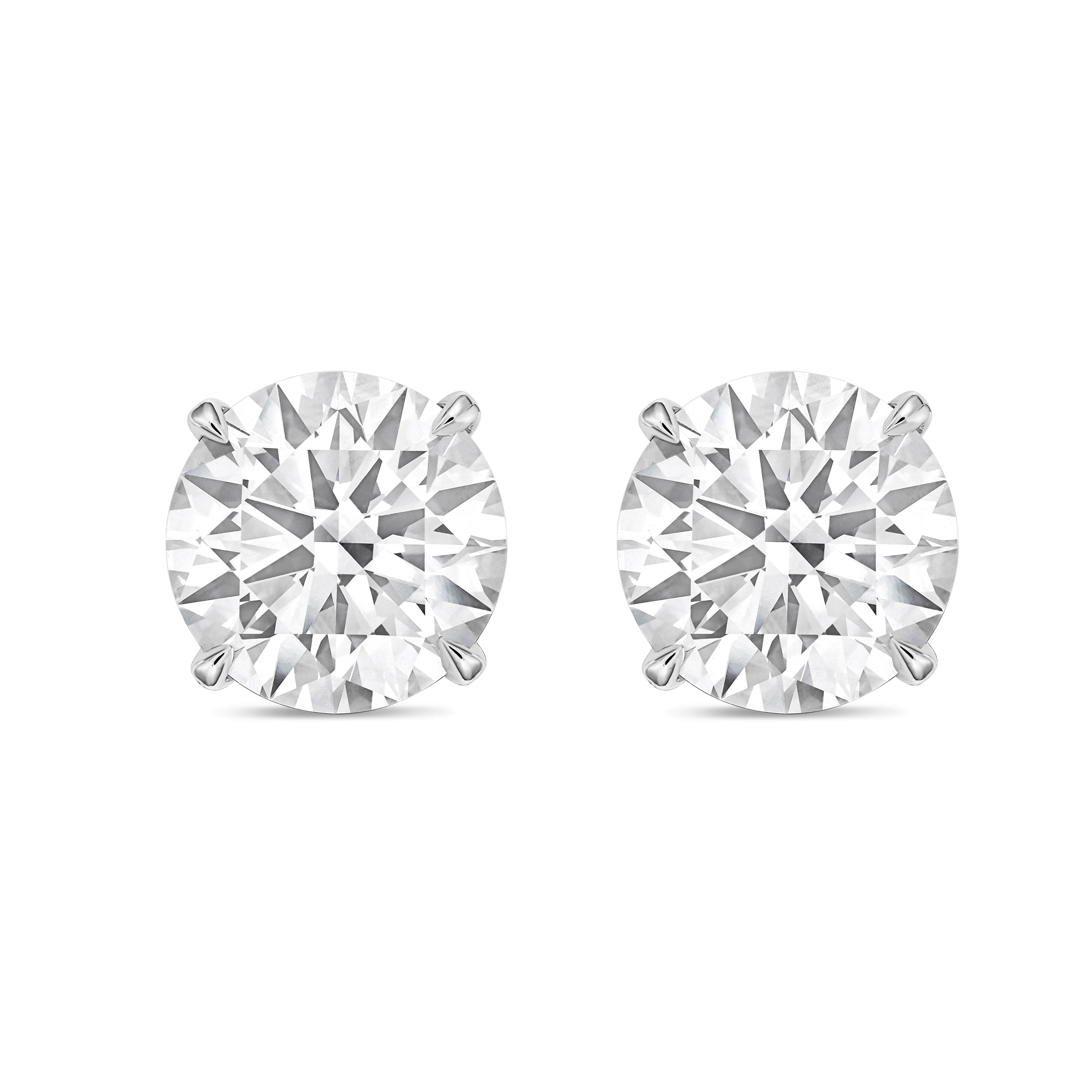 Lab-Grown Round Diamond Stud Earrings, 4-Prong