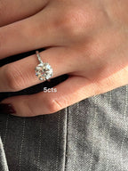 Lab-Grown Round Split Claw Engagement Ring, 18K Gold