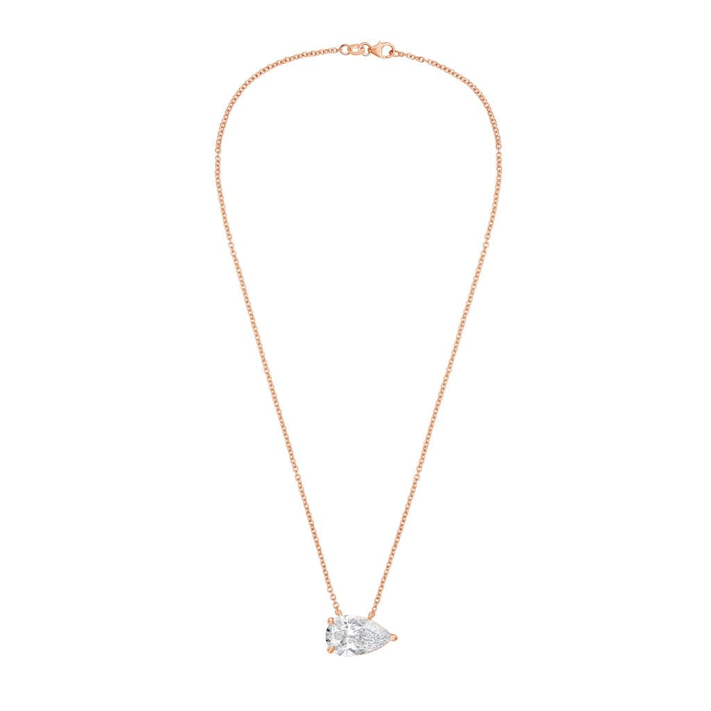 Lab Grown Pear Diamond East West Pendant