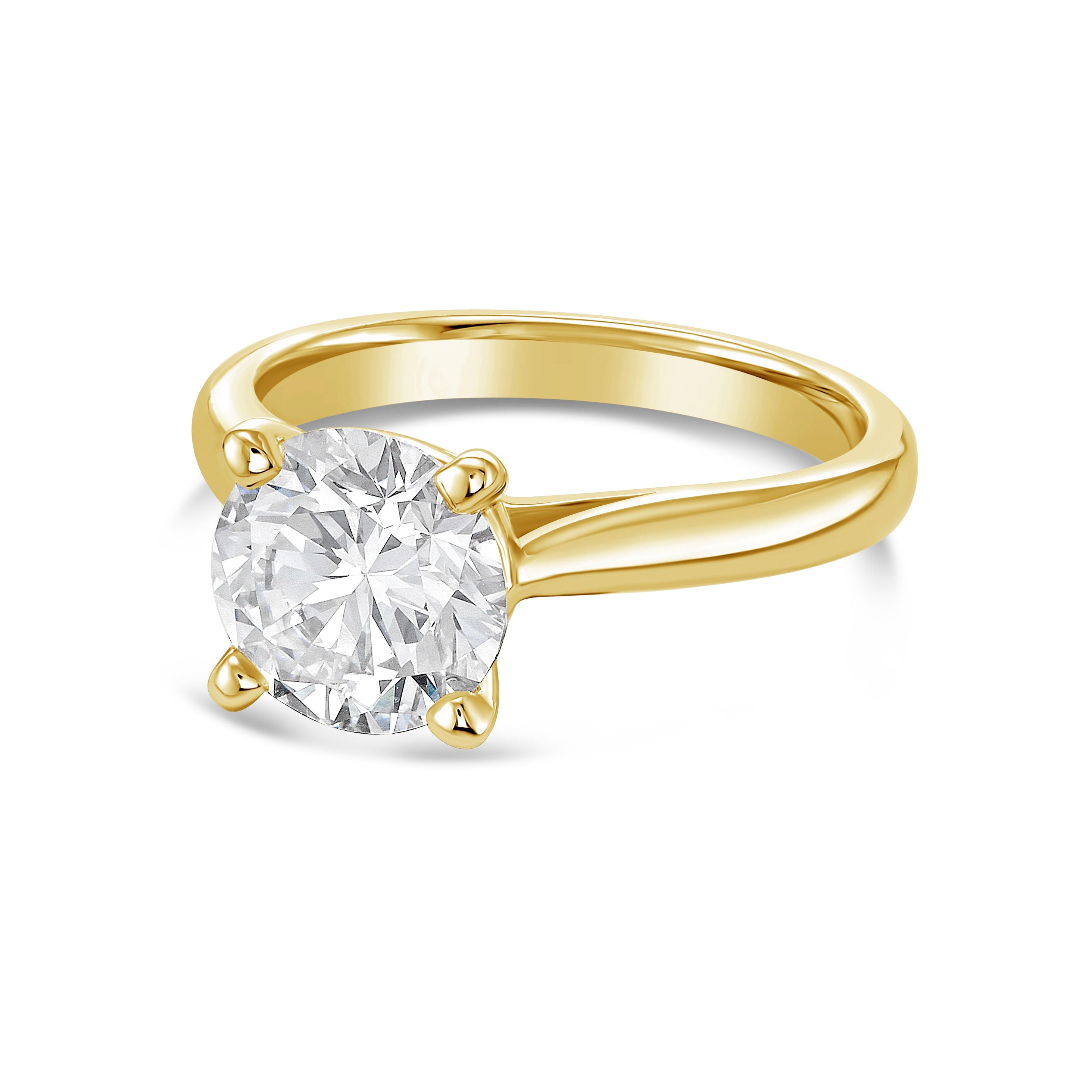 Lab-Grown Round Solitaire Engagement Ring, 18K Gold