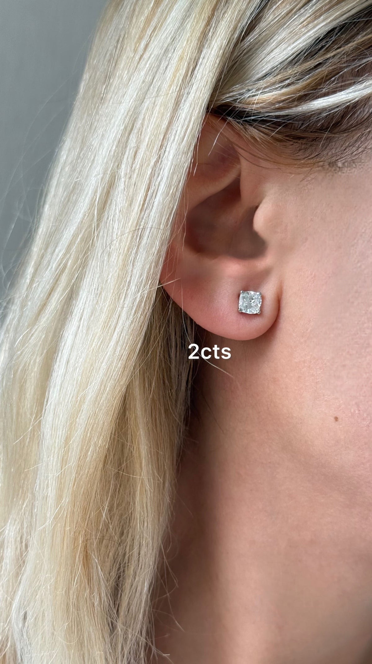 Lab Grown Square Cushion Studs