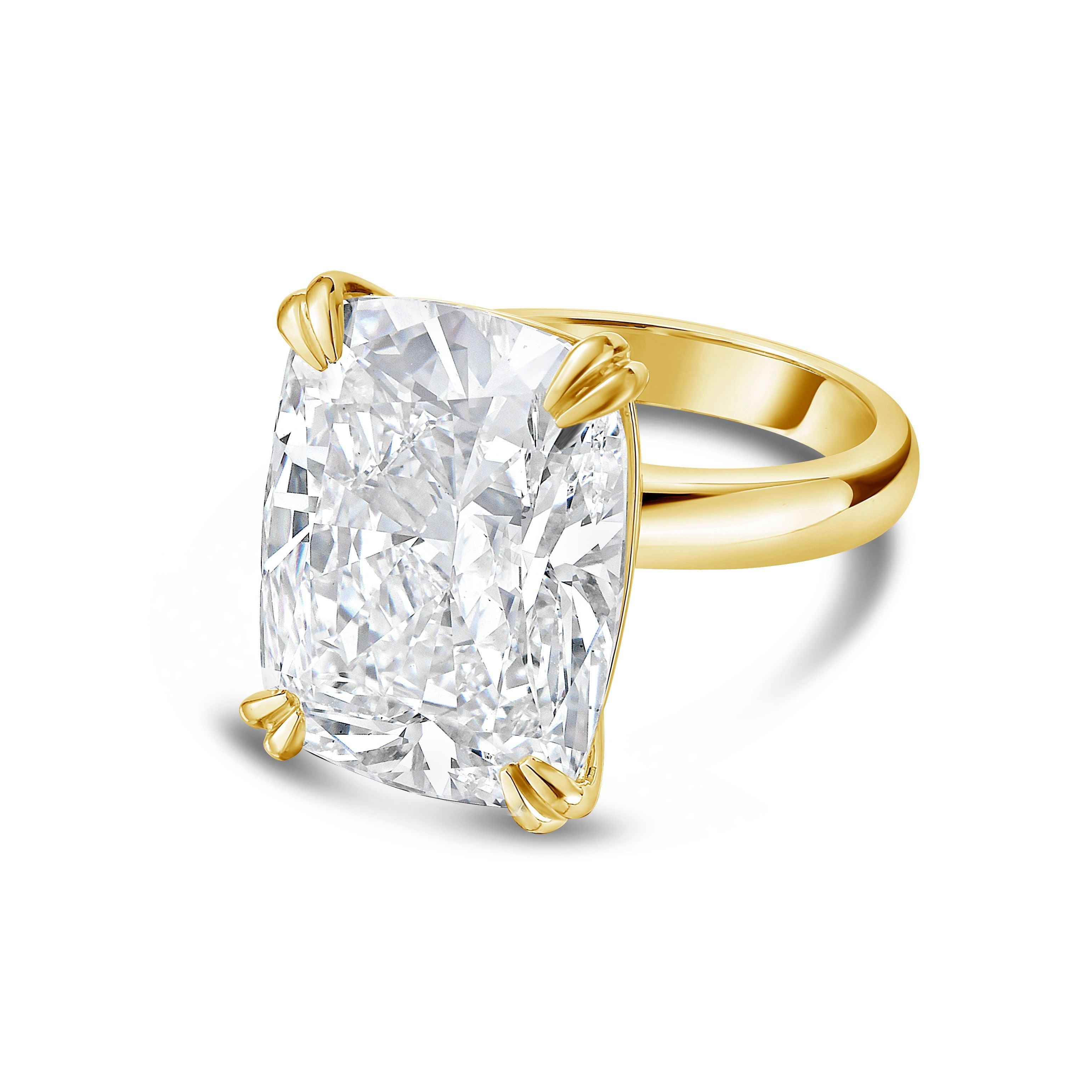 Lab-Grown Elongated Cushion Diamond Double Claw Engagement Ring, 14K Gold