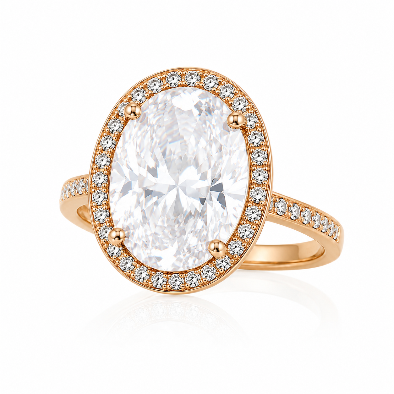 Oval Solitaire Halo Ring by AZ Essentials
