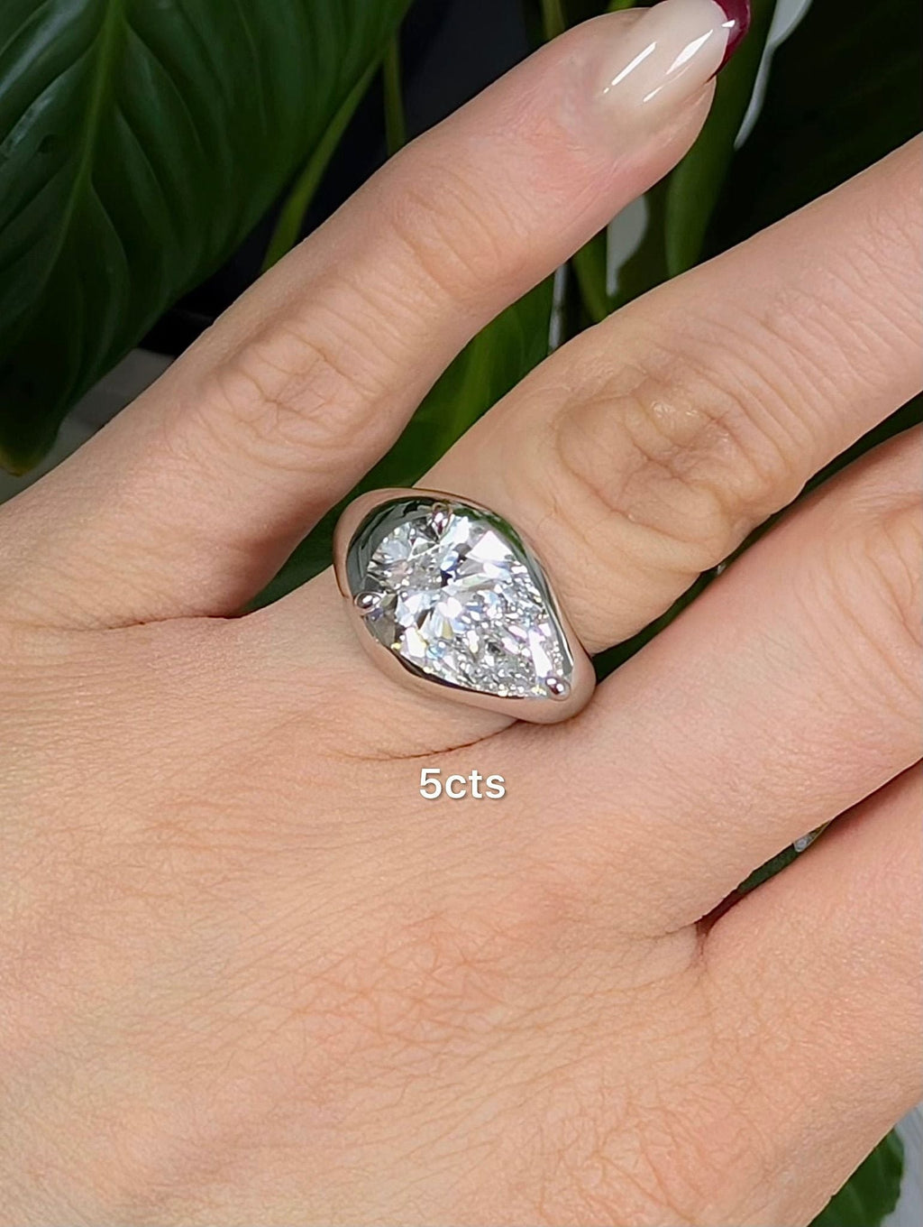 Lab-Grown East-West Pear Diamond Dome Ring