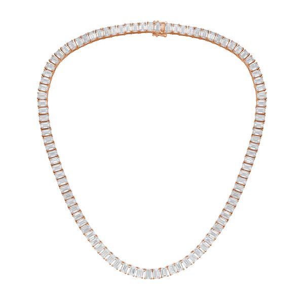 Lab Grown Emerald Cut Diamond Tennis Necklace