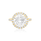 Lab-Grown Round Diamond Pave Halo Ring, 18K Gold