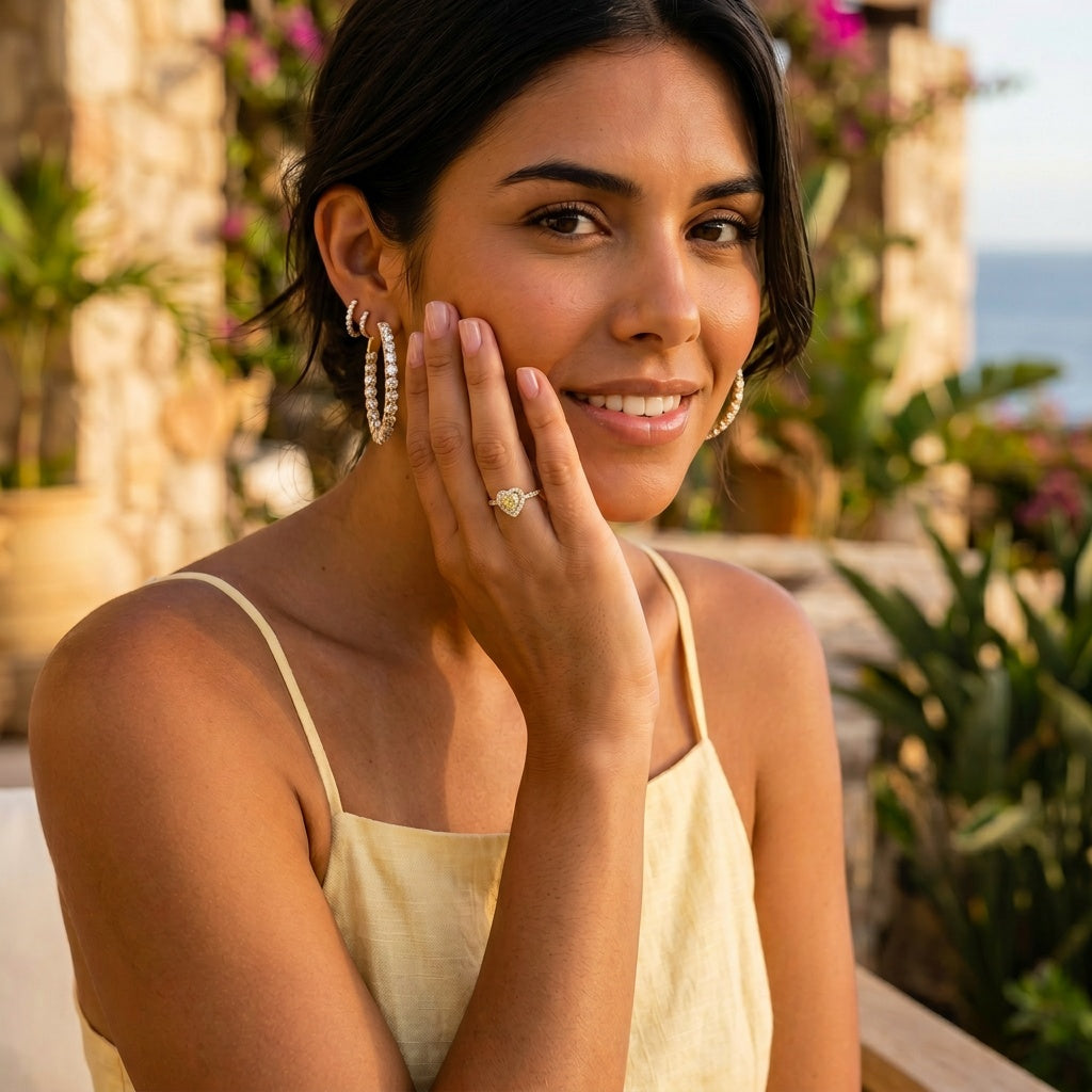 Sunny Heart Halo Ring