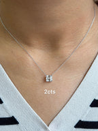 Lab-Grown Diamond East West Asscher Pendant, 18K Gold